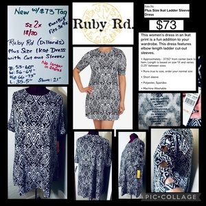 Sz 2x 18/20 RUNS BIG fits 3x 4x 22/24-26/28
⭐️Ruby Rd Crew Neck Ikat Print Dress